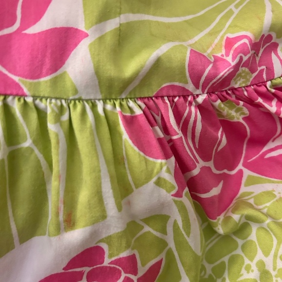 Lilly Pulitzer Pink and Green Floral Midi Dress SZ 4 - Picture 3 of 6